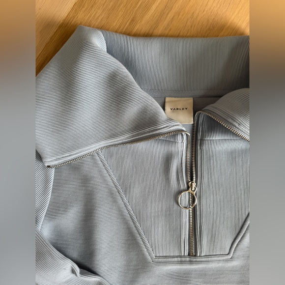 Varley Ribbed Half-Zip Sweatshirt in Dusty Blue - Picture 7 of 8